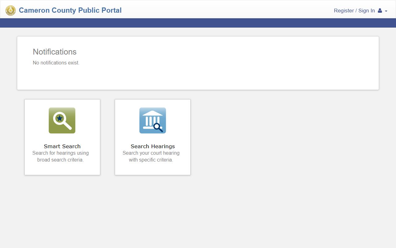 Cameron County Tyler Odyssey public portal used to search Cameron County court records online
