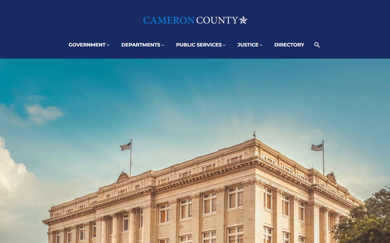Cameron County official homepage used to find court records and clerk departments