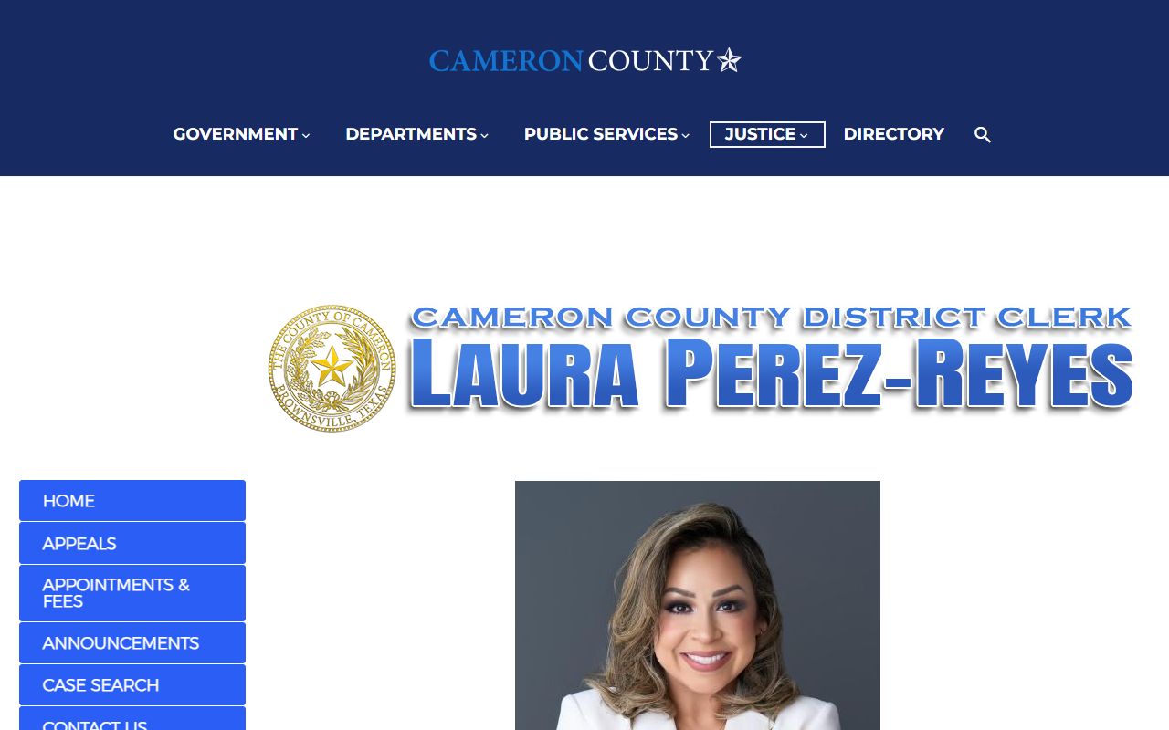 Cameron County District Clerk page with court records search links