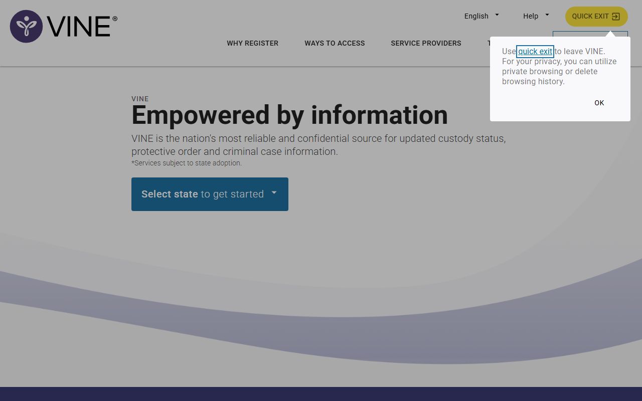 VINELink custody notification service for Cameron County inmate court records alerts